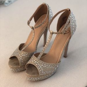 Windsor Open Toe Jeweled Heels Size 10